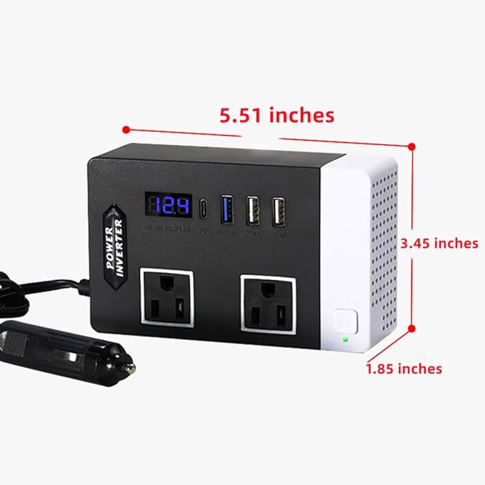 300W Car Power Inverter, DC 12V to 110V AC Car Plug Adapter Outlet - Image 4