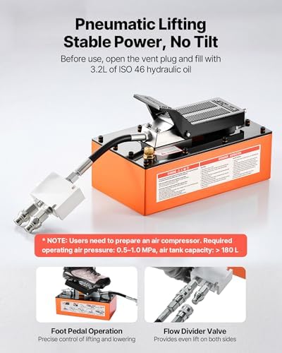 VEVOR Portable Car Lift, 5000 lbs Capacity, Heavy Duty Quick Lift with 25.6" Max Height, Pneumatic Pump, Wheels, 4 Rubber Pads & 4 Lifting Columns for Cars, Compact SUVs, Mini Trucks, Garage or Shop - Image 5