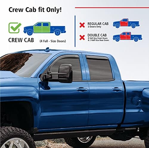 Goodyear Shatterproof in-Channel Window Deflectors for Trucks Chevrolet (Chevy) Silverado/GMC Sierra 2014-2018 Crew Cab, Rain Guards, Window Visors, Vent Deflector,Truck Accessories,4pcs- GY003402LPf