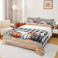 Fall Pumpkins Bed Sheets Full Rustic Farmhouse Thanksgiving Theme Beddig Set Black White Buffalo Plaid Fitted Sheet Happy Autumn Fall Sheet Set Wooden Board Flat Sheet 2 Pillow Cases Home Room Decor by Erosebridal
