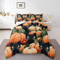 Erosebridal Black Cat Pumpkin Bedding for Youth Teenagers Happy Festival Bedding Comforter Sets, Kids Newborn Pumpkin Decor Comforter Set Magical Black Cat Quilt 3Pcs Queen, 1 Comforter 2 Pillowcases by Erosebridal
