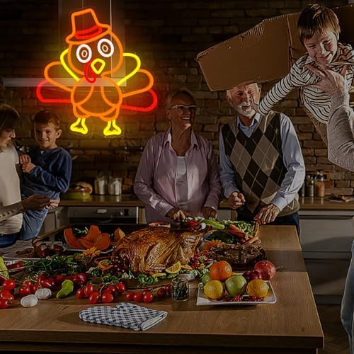 Thanksgiving Turkey Neon Sign Thanksgiving Turkey Decorations Thanksgiving Day Neon Sign for Wall Decor Neon Light Up Sign for Thanksgiving Day Door Wall Art Window Home Party - Image 5