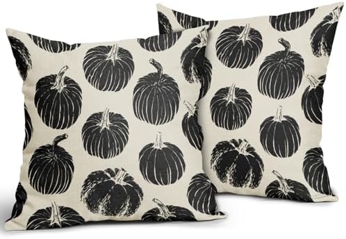 Black Orange Pumpkin Fall Pillow Covers 24x24 Set of 2 Autumn Harvest Print Thanksgiving Decorative Throw Pillows Outdoor Farmhouse Cushion Case Seasonal Decor for Couch Sofa Bed - Image 2