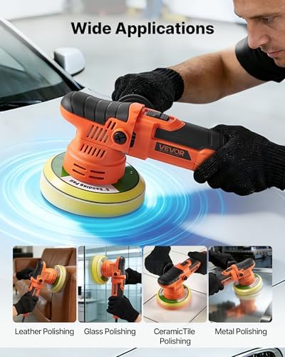 VEVOR Car Buffer Polisher, 6-Inch Dual Action Polisher Buffer Waxer, 650W 6 Variable Speeds 2000-6800RPM Random Orbital Polisher Kit for Cars Detailing, Waxing, Polishing - Image 6