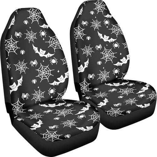 Cute Bat Spider Web Print Universal Car Seat Cover Front Seats Protector Fit for Most Cars,SUVs,Sedan,Truck or Van