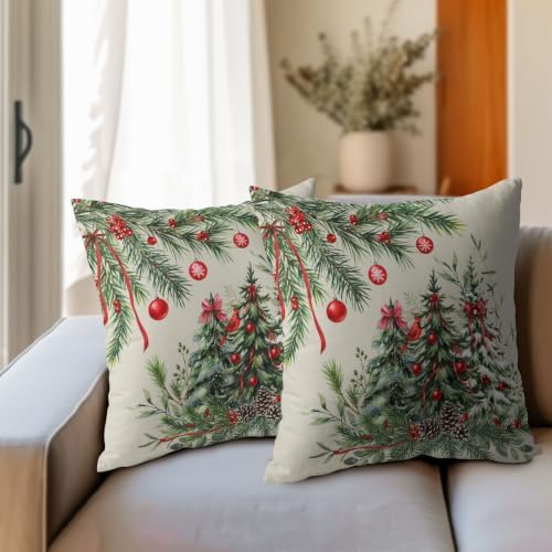 Winter Christmas Tree Pillow Covers 16x16 Set of 2 Highly Absorbent - Image 3
