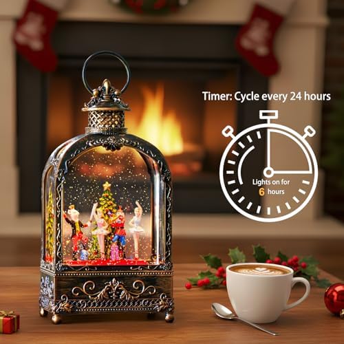 Nutcracker Christmas Snow Globes Lantern Christmas Snow Globe with Music Dance Soldier Nutcracker Scene,6H Timer,USB Lined/Battery Operated Lighted Lantern for Christmas Festival Decoration Gifts - Image 3