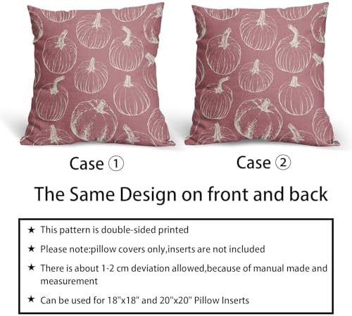 Pink Fall Pumpkin Pillow Covers 24x24 Set of 2 Autumn Themed Thanksgiving Cream Print Decorative Throw Pillows Outdoor Pillowcase Farmhouse Linen Cushion Case Decor for Home Sofa Couch Bed - Image 6