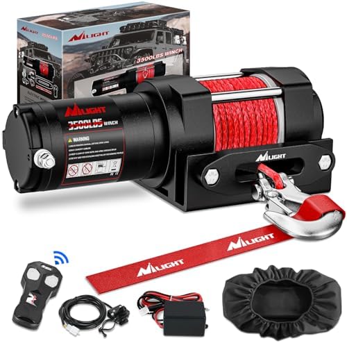 Nilight 3500 lbs ATV Winch 12V Electric Winches with Synthetic Winch Rope by Nilight