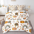 Erosebridal Kids Pumpkin Bedding Set Queen Fall Botanical Pumpkin Bed in A Bag 7 Piece Cartoon Boho Rainbow Comforter Set for Girls Boys,Cute Autumn Rainbow Pumpkins Sheet Set with Comforter by Erosebridal