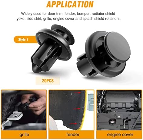 GOOACC 120PCS Car Bumper Push Retainer Clips & Nylon Fasteners Rivet Kit 6mm 7.6mm 8mm 8.8mm 10mm Door Trim Panel Clips , 1PC Fastener Remover, Black - Image 3