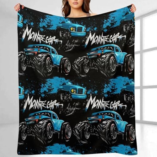 Monster Truck car Throw Blanket Flannel Fleece Autumn Lightweight Soft Fuzzy Cozy Blanket for Couch Bed Fall Decor Travel Blankets Holiday Kids Adult 80"x60" - Image 3