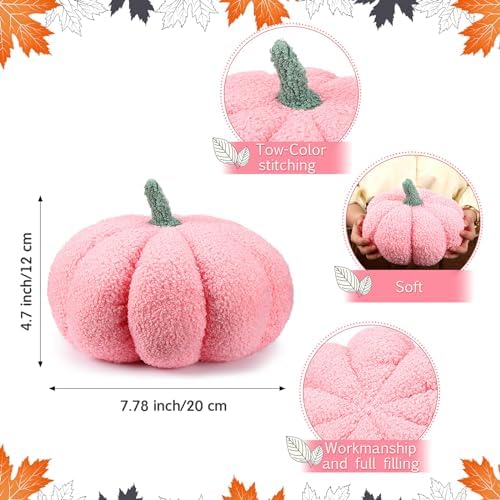 Namalu 3 Pcs Thanksgiving Pumpkin Pillows,7.87 Inch,Pink - Image 2