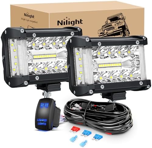 Nilight Side Shooter LED Lights 2PCS 4.3 Inch with Wiring Kit for Truck SUV