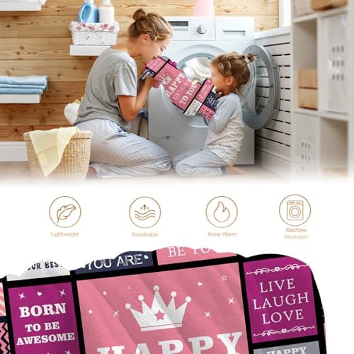 Happy Birthday Blanket for Grils Women, Best Wishes Inspirational Birthdays Gifts for Mom Sister Bestie,Bday Present Decorations for Bed Sofa Couch 50"x60" - Image 6