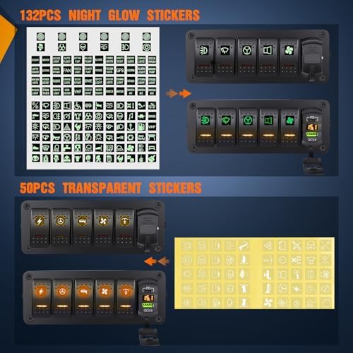 Nilight 5 Gang Rocker Switch Box 12V SPST ON Off Orange LED Waterproof