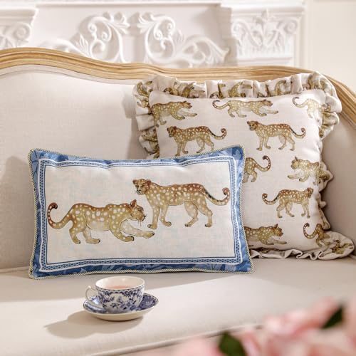 patdrea Designer Vintage Leopard Printed Pillow Cover,12"x20",Set of 2 - Image 2