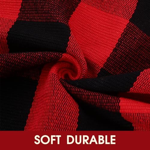 Christmas Red and Black Plaid Rug, 24 x 51 Inches Cotton Hand-Woven Layered Door Mat for Front Porch, Entryway, Outdoor Holiday Decor, Washable Buffalo Check Rug for Home, Patio, Kitchen - Image 3