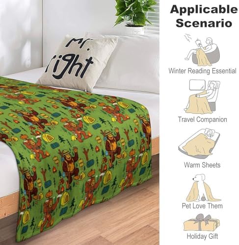 Socira Big Camping Foot Monkey Blanket Throw Blanket Big Camping Foot Monkey Gifts for Women Men Soft Sofa Throws for Travel Camping Bed Home Decor Car Birthday Gift 50"*60"（130 * 150cm） - Image 7
