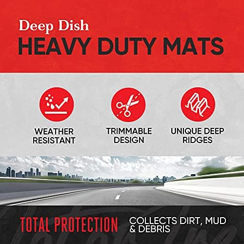 Motor Trend FlexTough Gray Floor Mats for Cars & Cargo Mat Full Set - All Weather Front & Rear Rubber Automotive Floors Mats & Cargo Liner for SUV, Car, & Van - Interior Trunk Mat & Floor Cover