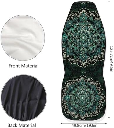Car Seat Covers for Front Seat Breathable Green Mandala Floral Car Seats Cover Easy to Install Interior Protection Accessories Universal Fit Most Cars,SUV, Trucks