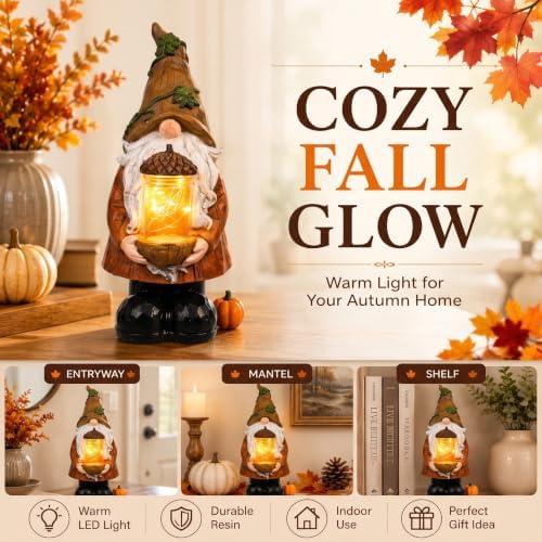 Topadorn Fall Gnome Decor with LED Light, Thanksgiving Tabletop Decoration - Image 5
