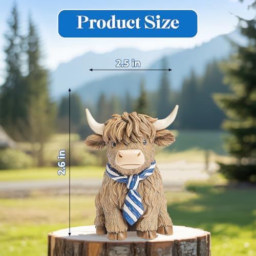 GENANY 3D Resin 2 Pcs Highland Cow Car Air Freshener Clip, Hand Painted Cow