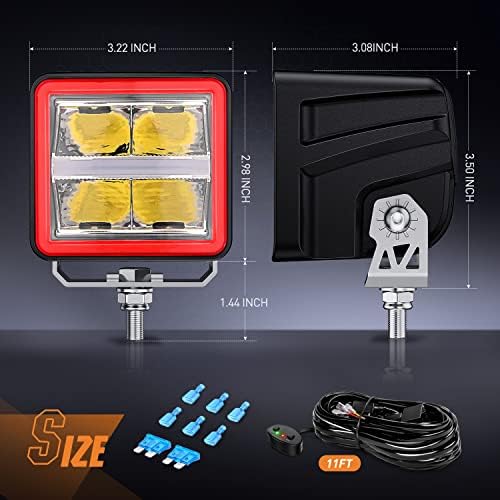 Nilight 3 Inch Cube 20 W 2200LM 10°Super Spot LED Pod Light with DRL