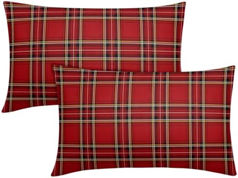 Christmas Plaid Lumber Pillow Covers 12x20 Set of 2 Red Highly Absorbent by Unknown