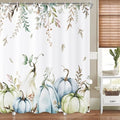 Fall Pumpkins Shower Curtain, Watercolor Green Autumn Pumpkins with Leaves On The Top Harvest Fruits Thanksgiving Bathroom Curtain Waterproof Fabric Machine Washable with Hooks, 60" Wx72 L by Caheansi