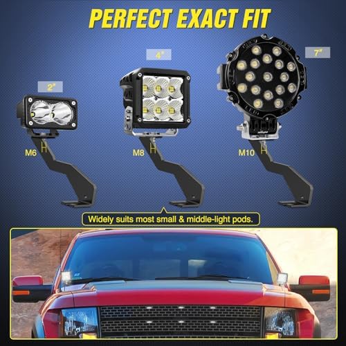 Nilight Ditch Light Brackets for Ford F-150 2004-2014, SVT Raptor 2010-2014
