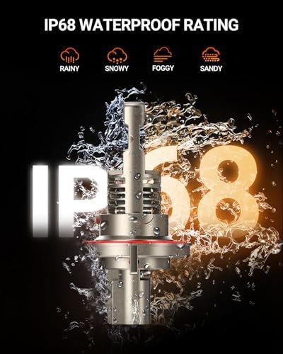 SEALIGHT H13/9008 LED Bulbs, 70,000LM 12X Super Brighter, 1:1 Origin Size, 6500K Cool White, 70000Hrs Long Service Life with Cooling Fan, IP68 Waterproof, Plug and Play, Pack of 2
