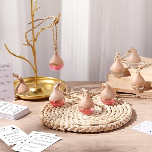 Boao 50Set Hanging Car Freshener Diffuser Bottle, White Card Water Droplet