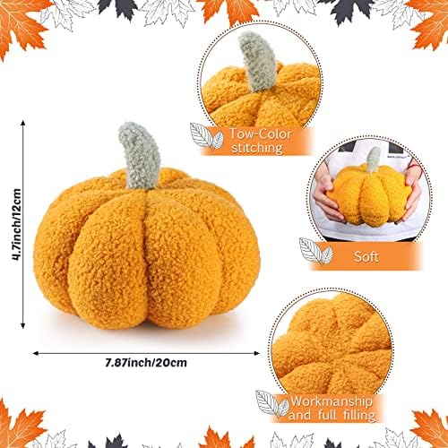 Namalu 3 Pcs Thanksgiving Pumpkin Pillows,7.87 Inch,White, Yellow, Brown - Image 2