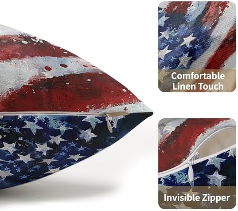 4th of July Pillow Covers 12x20 Set of 2, Patriotic Throw Pillow Covers Independence Memorial Day Pillowcase, Summer Flag Decorative Fourth of July Cushion Case Couch for Indoor Outdoor Home Decor - Image 5