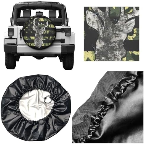 Deer Hunting Spare Tire Cover Wheel Protectors Weatherproof Sun Protection Covers Universal for SUV Jeep Travel Trailer 15"