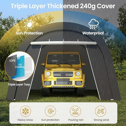 13x20' Portable Garage with 4 Stability Sandbags, Carport for UV&Rain - Image 6