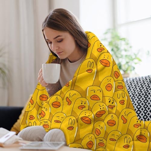 Socira Yellow Funny Duck Blanket Throw Blanket Yellow Funny Duck Gifts for Women Men Soft Sofa Throws for Travel Camping Bed Home Decor Car Birthday Gift 50"*60"（130 * 150cm） - Image 5
