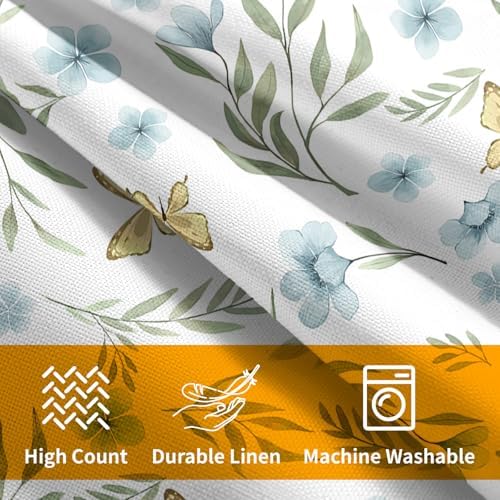 Blue Green Spring Pillow Covers 16x16 Set of 2 Floral Throw Pillow Covers Flower Boho Pillowcase Linen Decoration Farmhouse Soft Decorative Butterfly Vintage Cushion Case Couch for Indoor Home Decor - Image 6