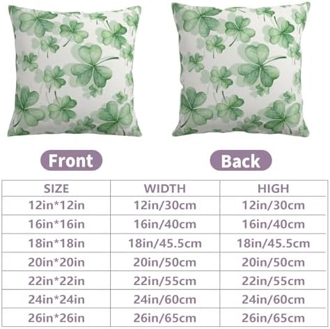 Sweetshow Saint Patricks Day Pillow Covers 12x12 Inches Green Clover Throw Pillow Case Set of 2 Spring Summer Green Leaf Pillows Cotton Linen Cushion Cover for Home Couch Sofa Livingroom - Image 5