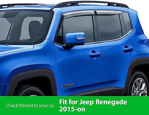 Goodyear Shatterproof Side Window Deflectors for Jeep Renegade 2015-2023, Tape-on Rain Guards, Window Visors for Cars, Vent Deflector, Vent Visor, Car Accessories, 4 pcs- GY008654