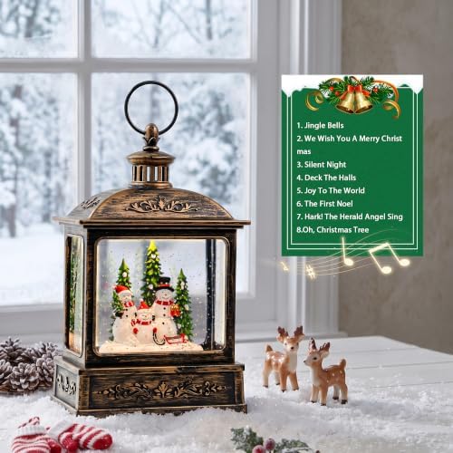 Christmas Snow Globe Swirling Glittering Snowman Family with Music & Timer, USB Lined/Battery Operated Lighted Water Lantern for Christmas Festival Decoration Gifts - Image 5