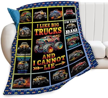Truck Blanket Trucks Throw Blanket Truck Car Lover Gift for Boys Kids Room Decor Soft Warm Fleece Flannel Plush Blankets for Couch Sofa Bed 60"X80" by Unknown