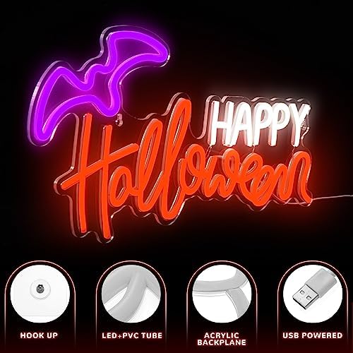 Treela Happy Halloween Neon Sign Halloween LED Neon Light Wall Decor - Image 3