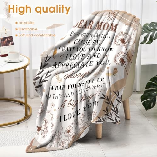 Gifts for Mom, I Love You and Appreciate Throw Blanket for Mama from Son Daughter,Birthday Valentines Mothers Day Thanksgivings Decor for Mommy Mom 50"x60" - Image 4