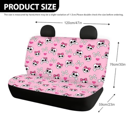 Bow Skull Cars Backseat Covers,Seat Cushion for Rear Seat Non-Slip Car Seat Covers,Auto Car Vehicle Long Rear Bench Seat Cover Protective Cushion Mat