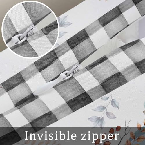 Pillow Covers 20x30 Inch - Queen Fall Blue Orange and White Pumpkin Black Plaid Soft Brushed Microfiber Pillowcases with Hidden Zipper Closure Bed Pillow Shams for Bedroom Sofa Car - Image 7