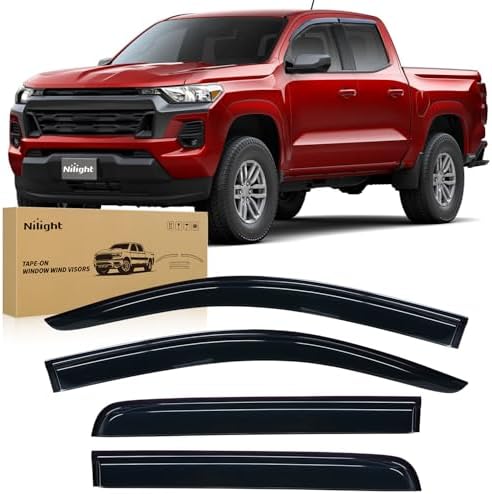 Nilight Tape-On Window Visors for Chevy Colorado GMC Canyon 2023-2026, 4PCS