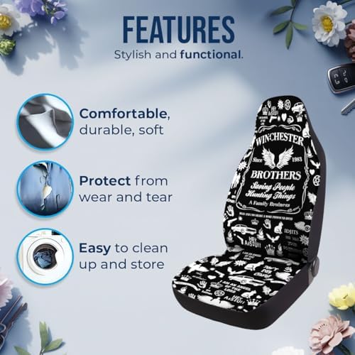 GENANY Retro Horror Scene Car Seat Covers, 2-Piece Front Seat Set