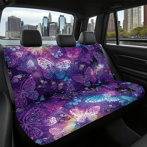 Purple Butterfly Car Back Seat Covers,Non-Slip Interior Protective Covers Rear Facing Cars Seat Cushion Seat Cover
